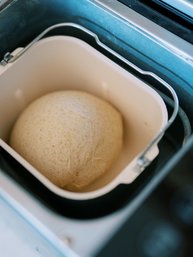 sourdough bread mixing in a bread machine