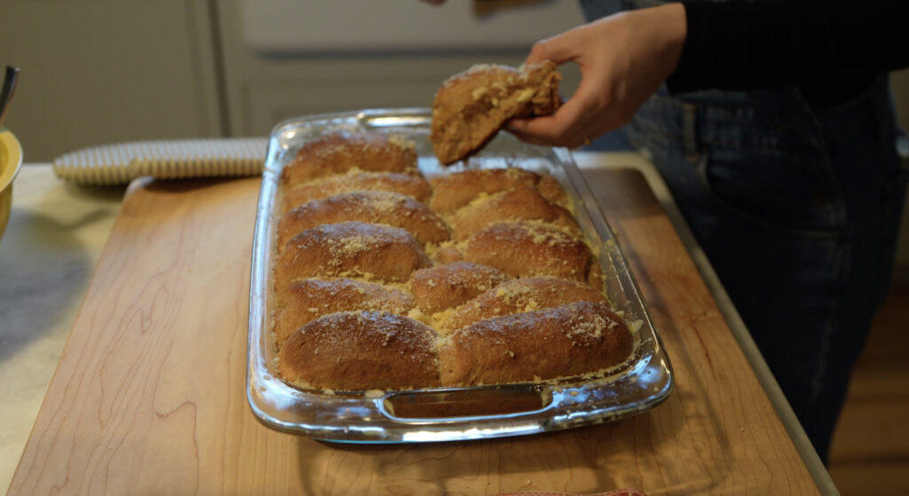 homemade garlic rolls with freshly milled flour