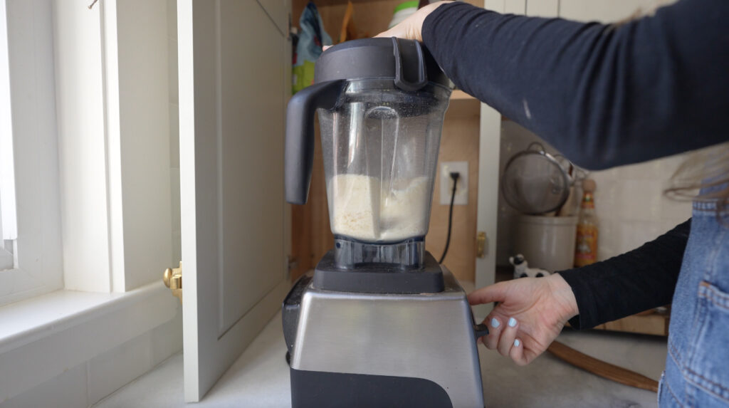 blending blocks of parmesan in the vitamix blender