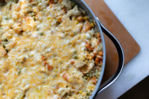 chicken pot pie rice skillet