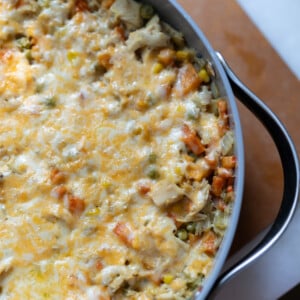 chicken pot pie rice skillet