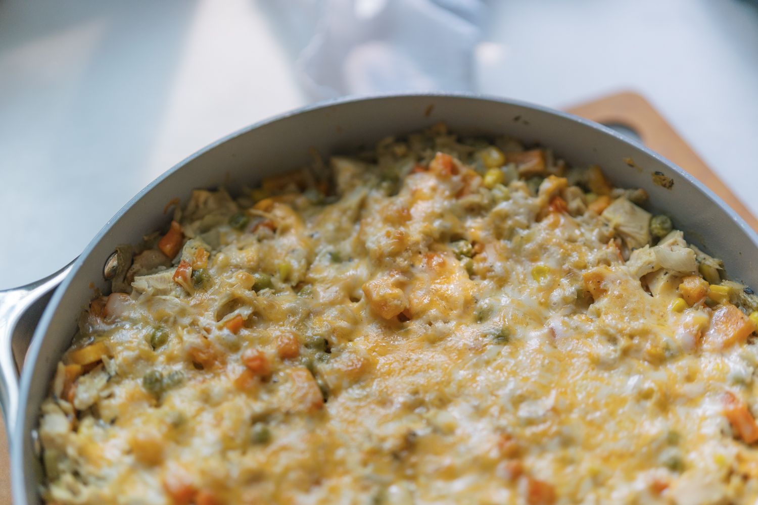 chicken pot pie rice skillet