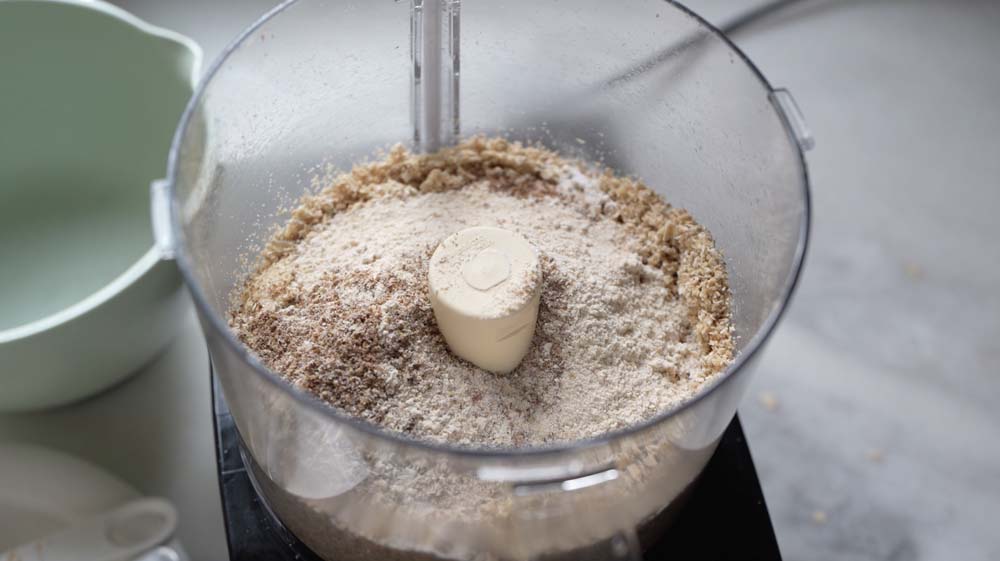 Breakfast cookie dry ingredients in a food processor