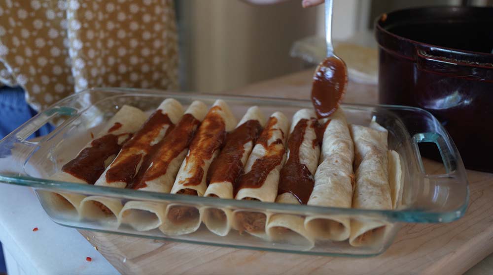 homemade chicken enchiladas and homemade enchilada sauce
