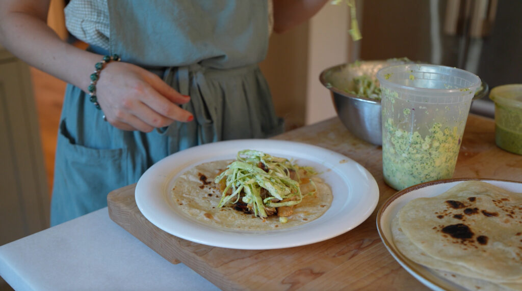 Hawaiian chicken taco dinner using leftovers prepared from easy meal prep plan
