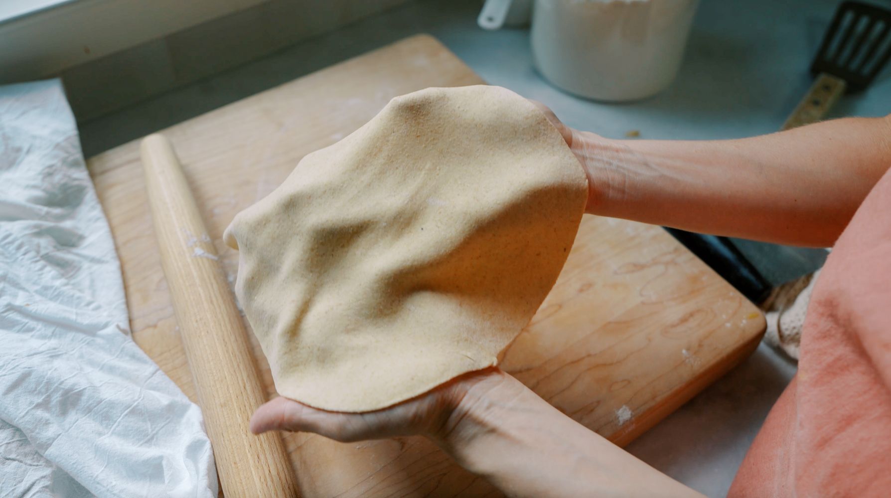 homemade tortillas with freshly milled flour