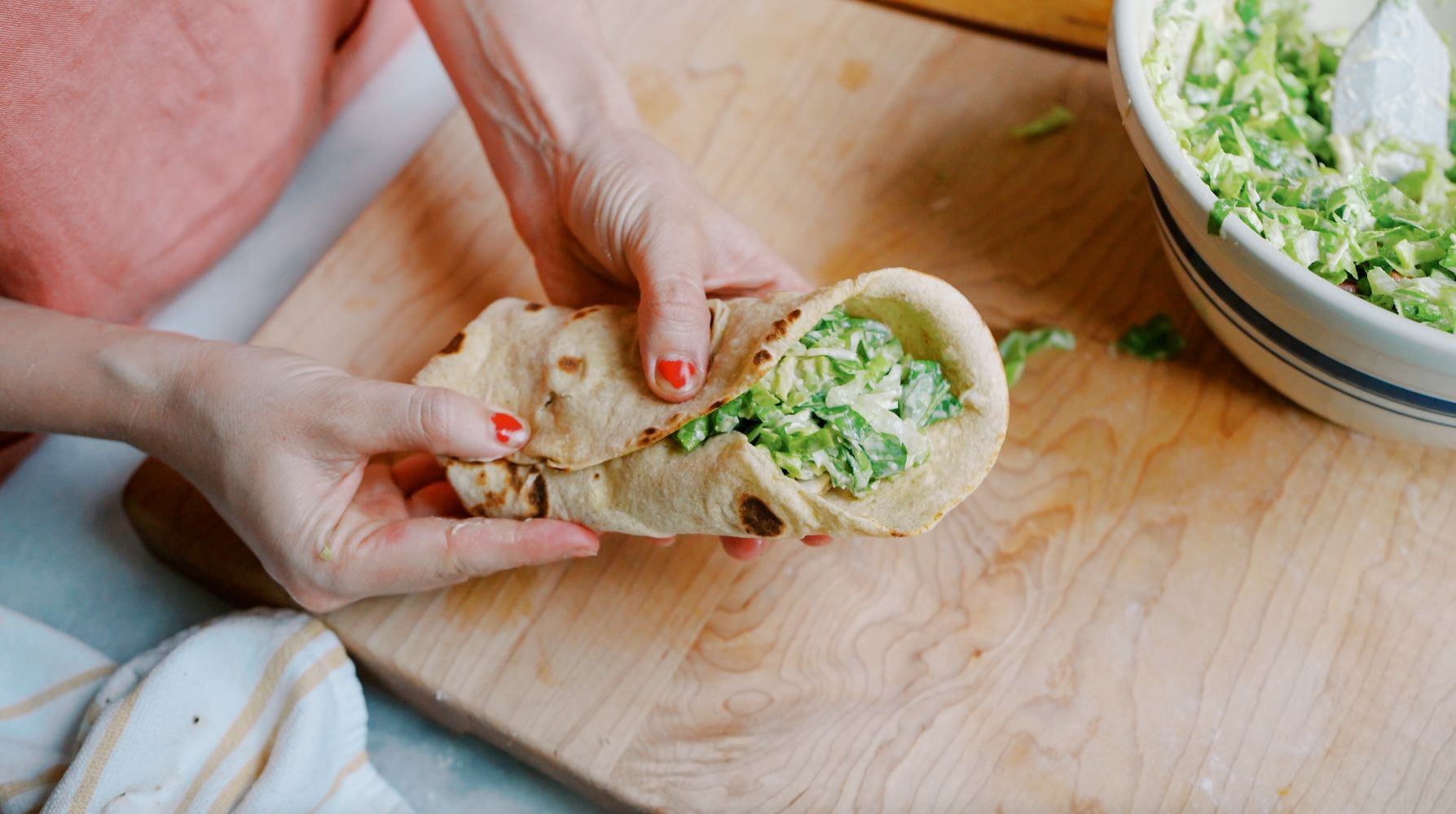 homemade chicken caesar salad wraps