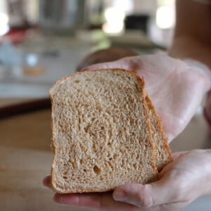 fluffy honey wheat bread with freshly milled grains