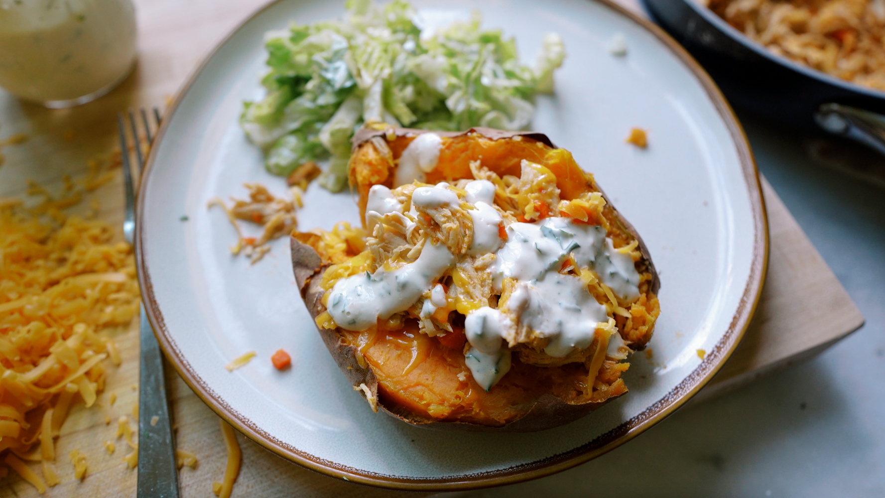 buffalo chicken sweet potato