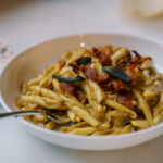 butternut squash carbonara with bacon and sage