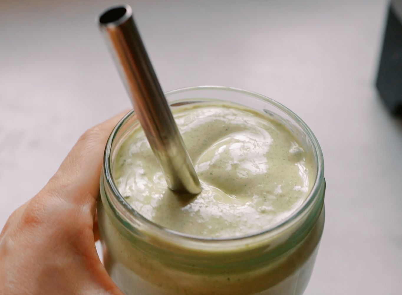 thick chocolate mint protein smoothie