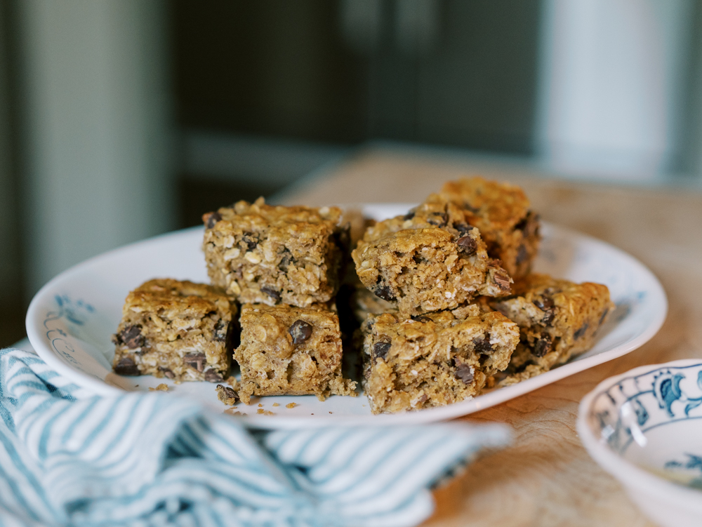 lactation cookie bars on a plate