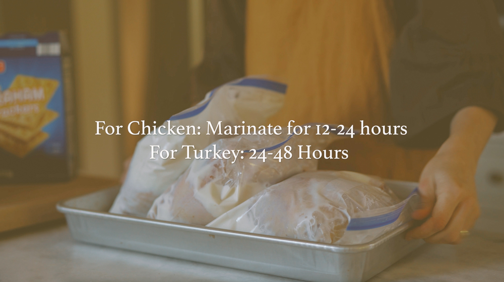 chicken marinating in gallon bags