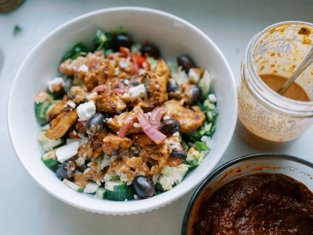 honey harissa chicken bowls