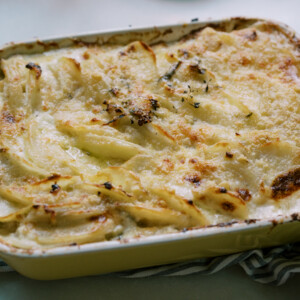 Easy Potato and Leek Gratin with Creamy Gruyère Sauce