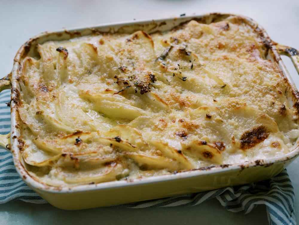 Easy Potato and Leek Gratin with Creamy Gruyère Sauce