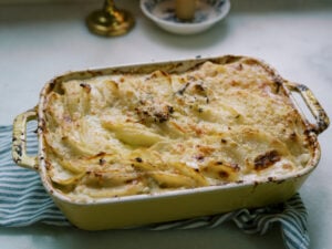Easy Potato and Leek Gratin with Creamy Gruyère Sauce