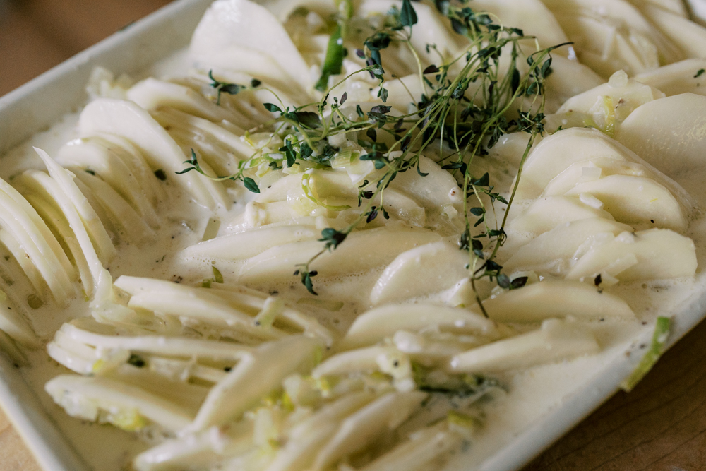 Easy Potato and Leek Gratin with Creamy Gruyère Sauce