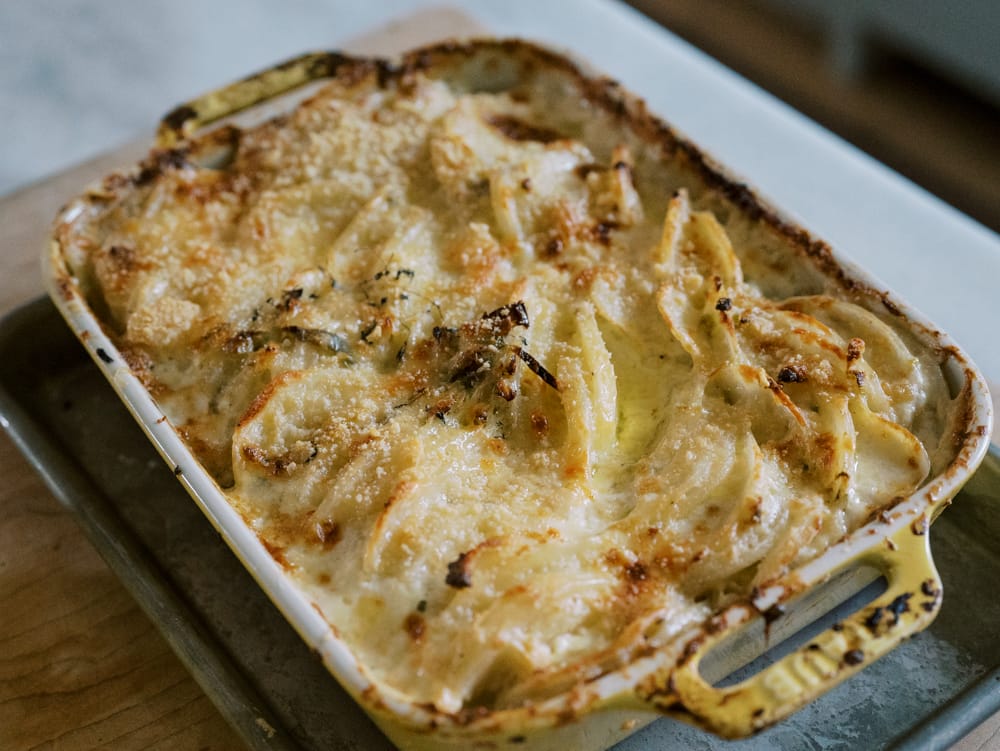 Easy Potato and Leek Gratin with Creamy Gruyère Sauce