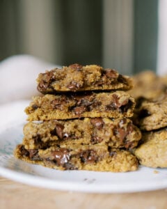 pumpkin sourdough chocolate chip cookies