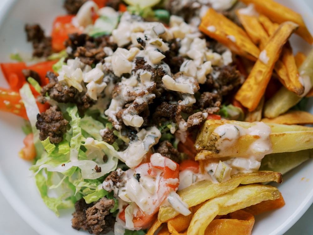 Crispy Beef Burger Bowls with Special Sauce