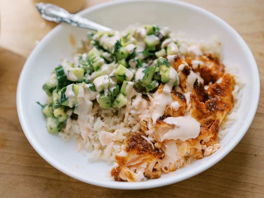 California Style Salmon Rice Bowls