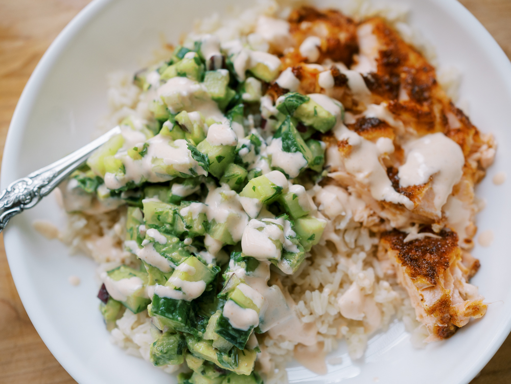 California Style Salmon Rice Bowls