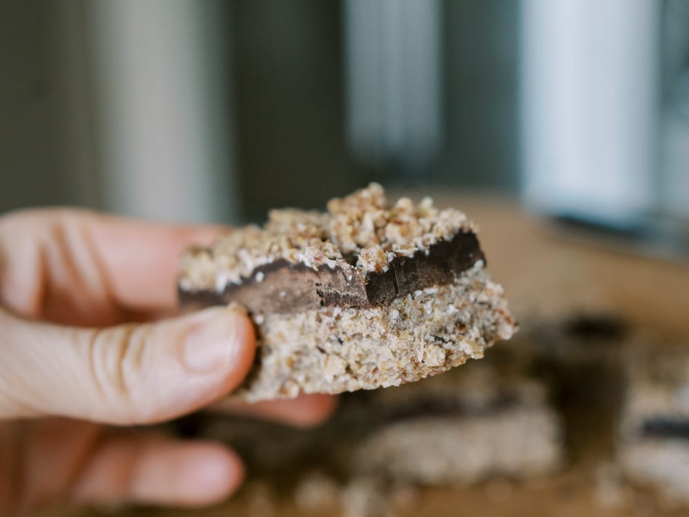 Chocolate Pecan Crumble Snack Bars