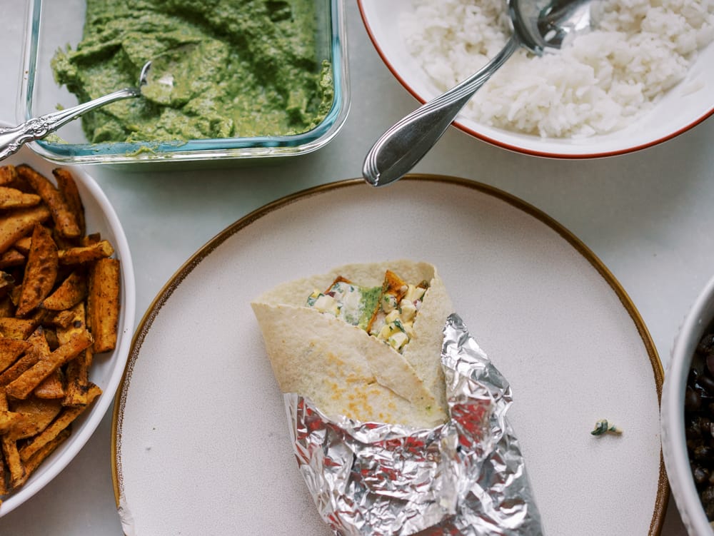 Loaded Veggie Burritos with Everything Green Sauce