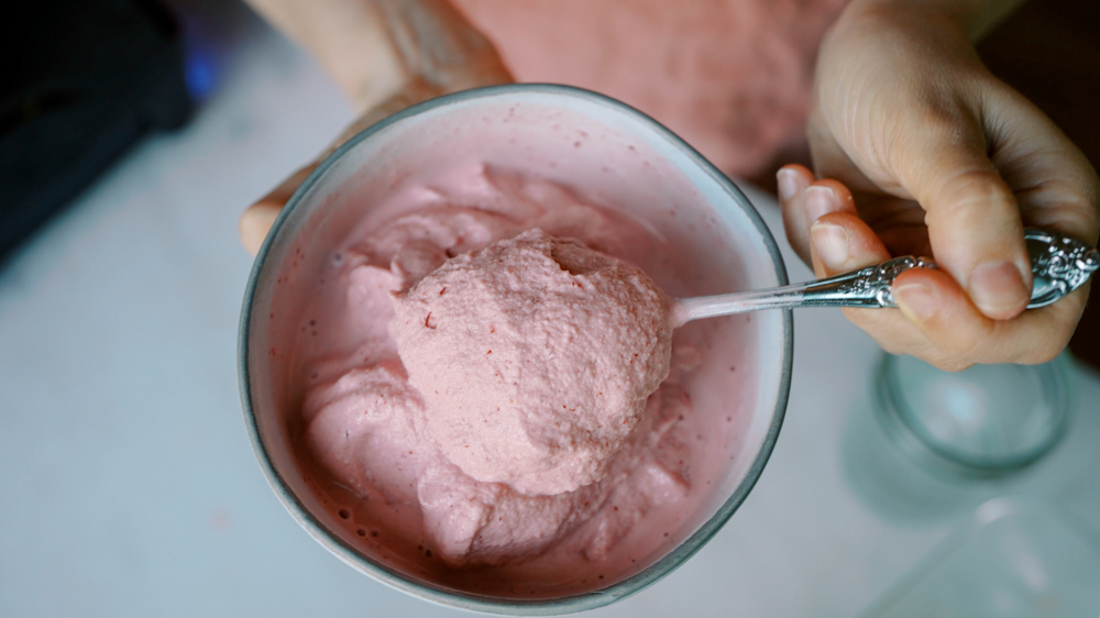 cherry vanilla protein smoothie bowl