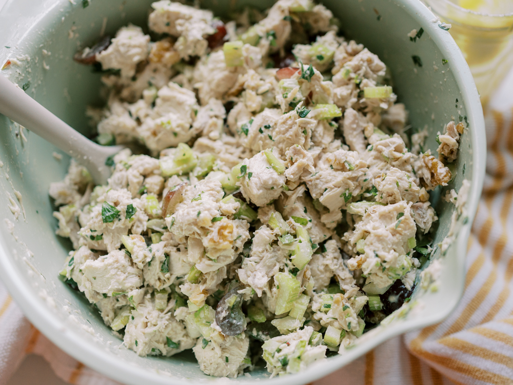 homemade chicken salad with grapes and walnuts