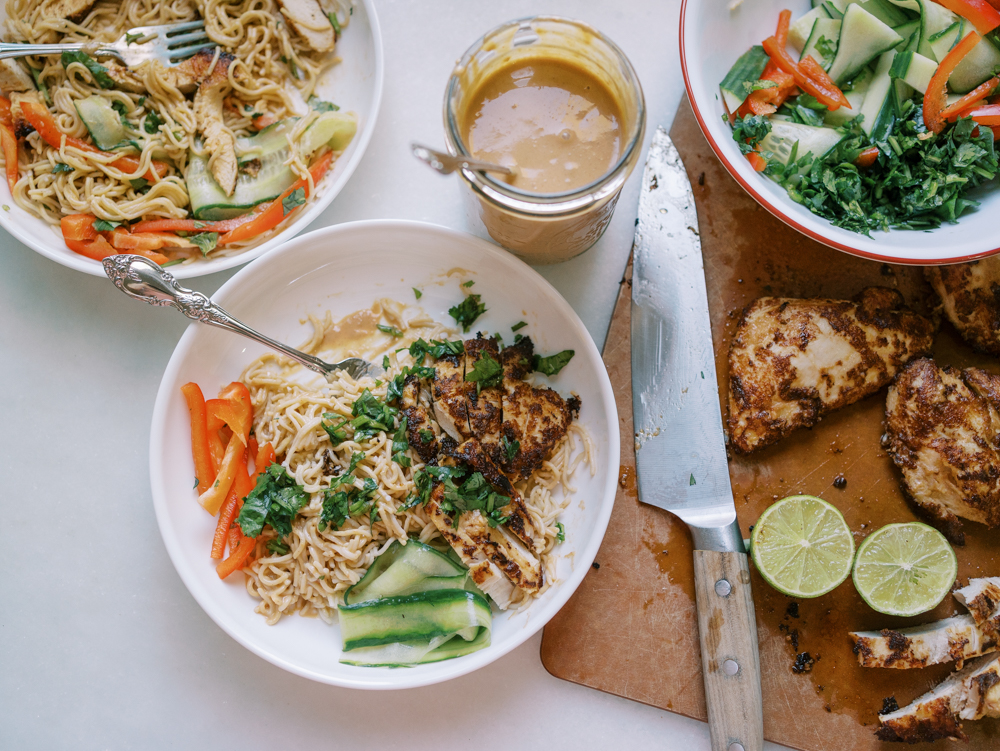 Creamy Peanut Lime Chicken Noodle Bowls