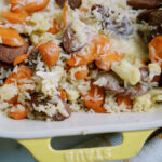 6 Ingredient Sheet Pan Sausage, Veggie and Rice Bake