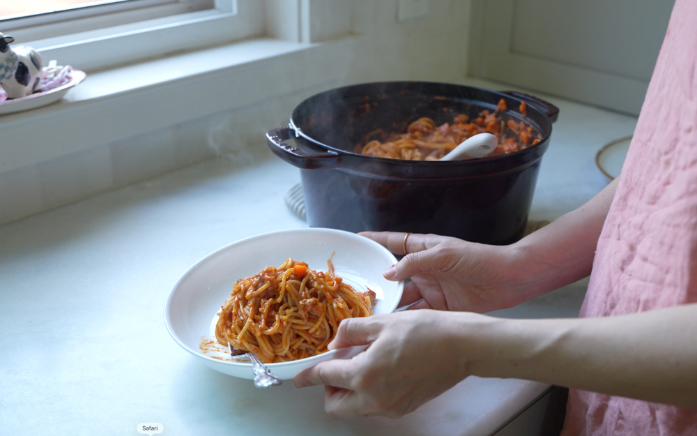 a steamy bowl of yummy spaghetti
