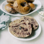 no knead sourdough blueberry bagel