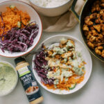 Skillet Chicken Bowls with Basil Cream Sauce