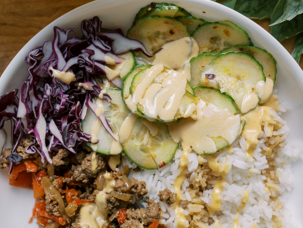 Basil Beef Rice Bowls
