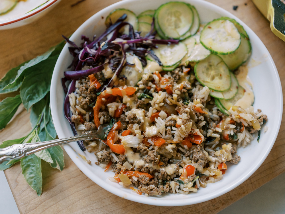 Basil Beef Rice Bowls