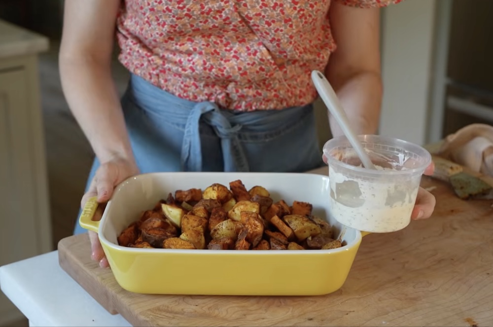 Honey Sage Grilled Chicken with Roasted Potatoes and Yogurt Dressing