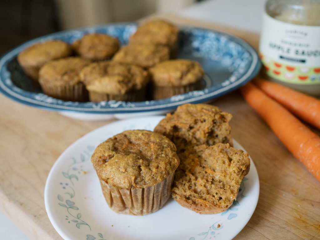 Einkorn Carrot Applesauce Muffins