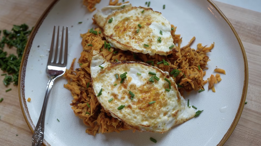 Crispy Sweet Potato Hash with Eggs