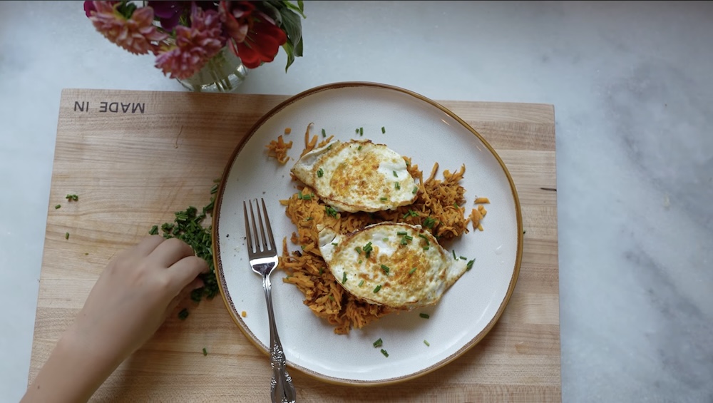 Crispy Sweet Potato Hash with Eggs