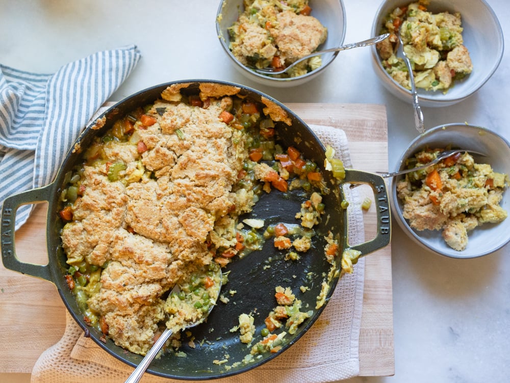 Chicken Pot Pie with Cornbread Crust