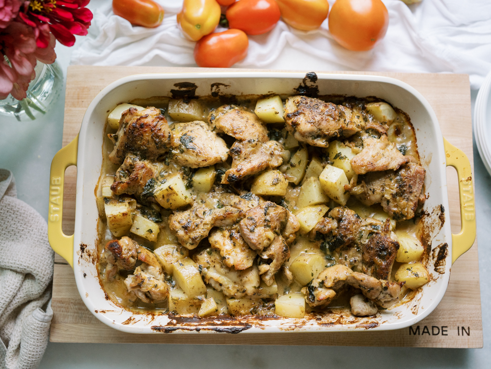 Chicken and Potatoes with Garlic Herb Cream Sauce