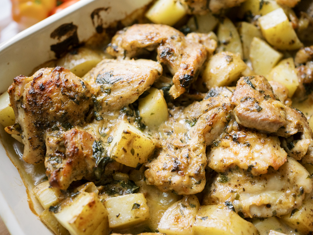 Chicken and Potatoes with Garlic Herb Cream Sauce