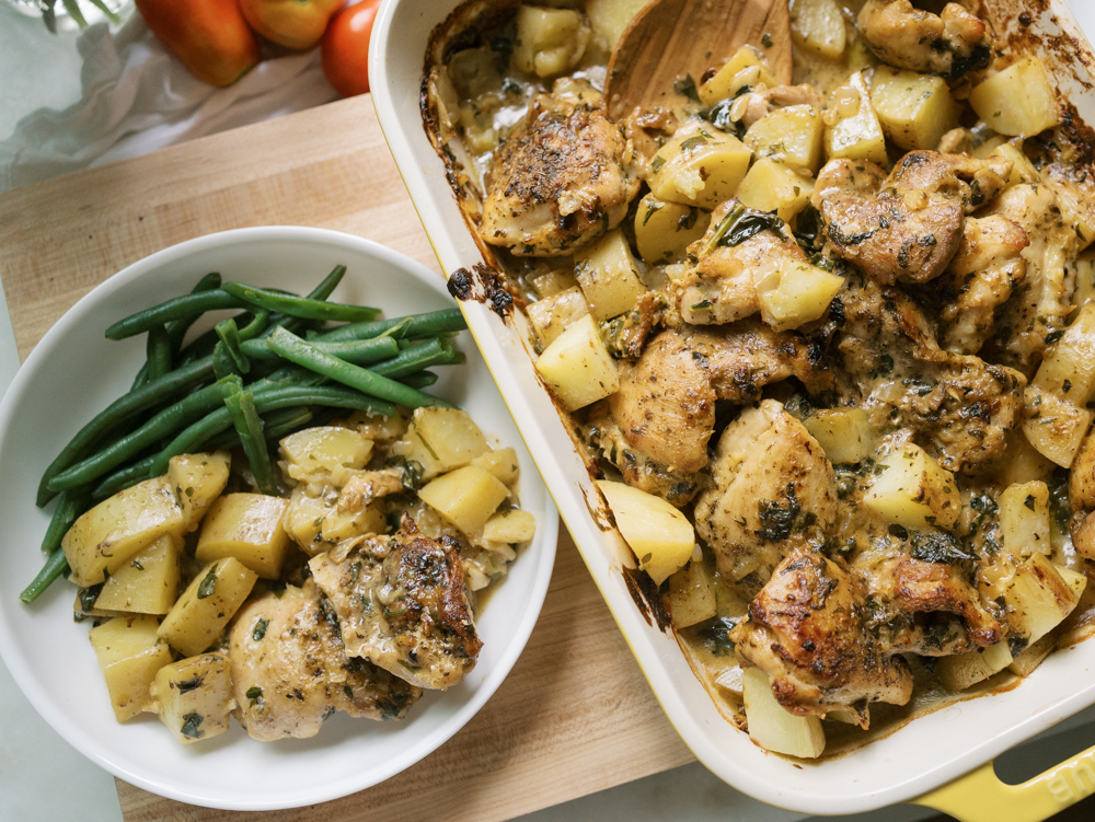 Chicken and Potatoes with Garlic Herb Cream Sauce