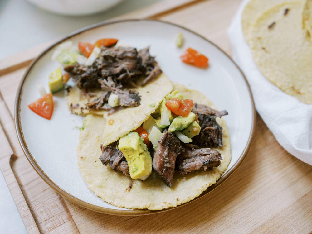 Easy Slow Cooker Beef Carnitas and Tortillas