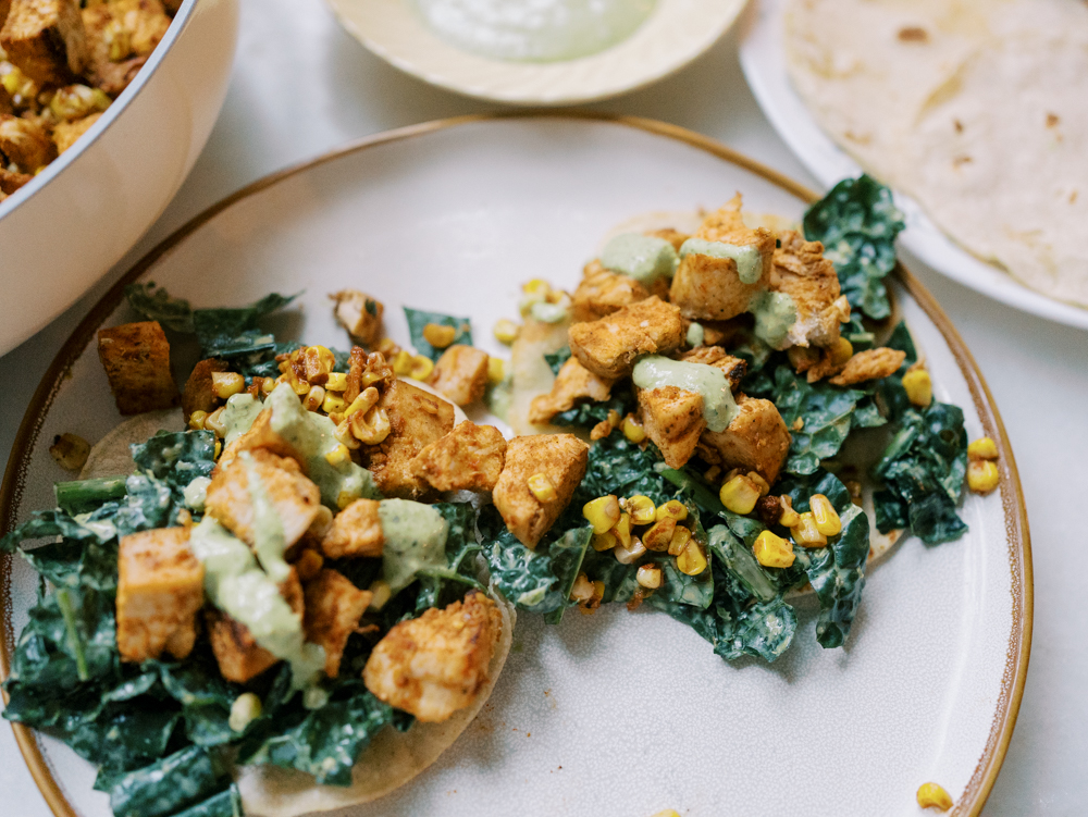 Skillet Chili Lime Chicken Tacos with Kale Slaw