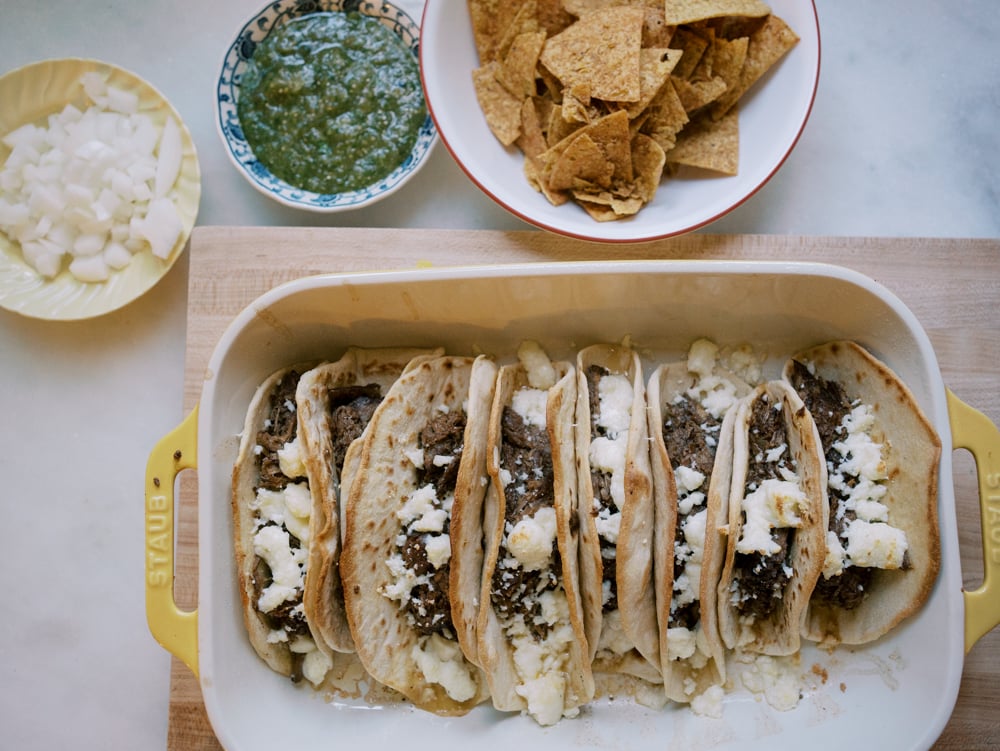 Slow Cooker Barbacoa Tacos with Salsa Verde