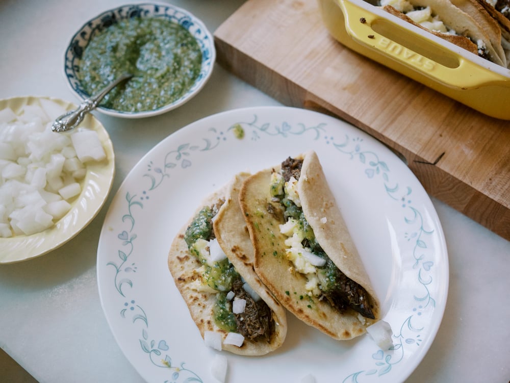 Slow Cooker Barbacoa Tacos with Salsa Verde